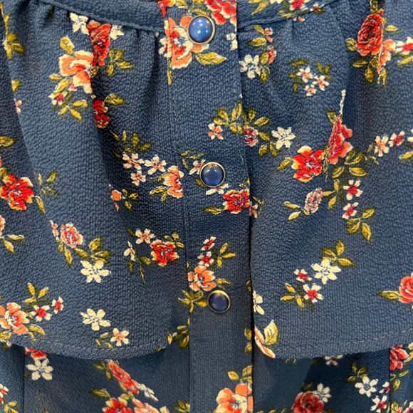 Blue Floral Flowy Mini Dress, Size Large - Picture 7 of 8